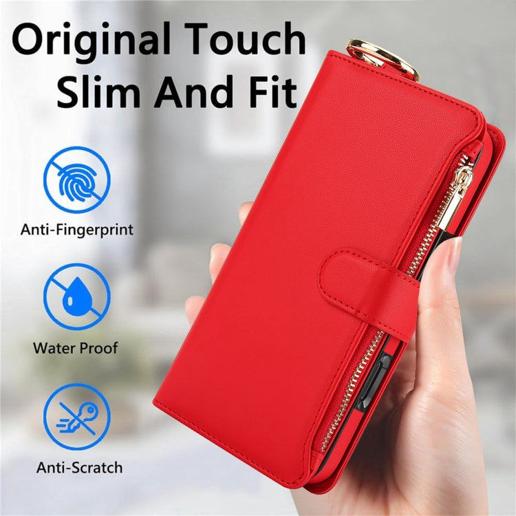 For iPhone 16 Pro Max Crossbody Ring Multifunctional Wallet Leather Phone Case(Red) - iPhone 16 Pro Max Cases by PMC Jewellery | Online Shopping South Africa | PMC Jewellery | Buy Now Pay Later Mobicred