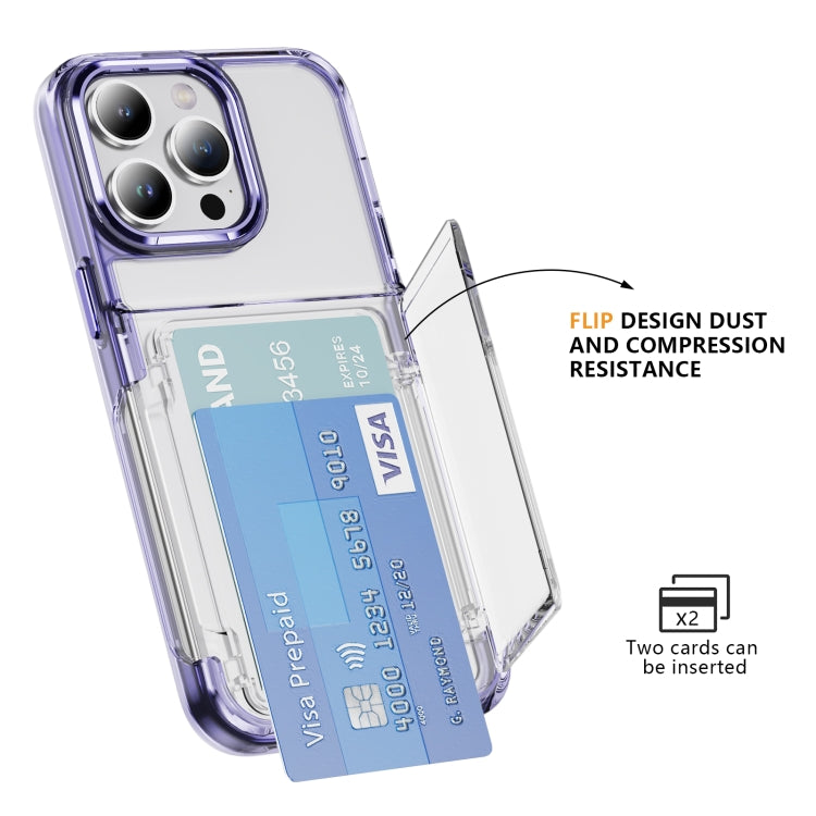 For iPhone 16 Card Holder Acrylic Hybrid TPU Phone Case(Transparent Purple) - iPhone 16 Cases by PMC Jewellery | Online Shopping South Africa | PMC Jewellery | Buy Now Pay Later Mobicred