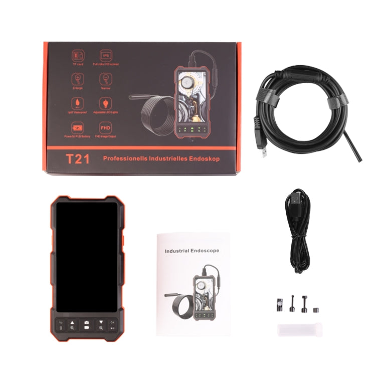 T21 4.5 inch IPS Color Screen 8mm Single Camera Split Hard Cable Industrial Endoscope, Length:1m(Black Red) -  by PMC Jewellery | Online Shopping South Africa | PMC Jewellery | Buy Now Pay Later Mobicred