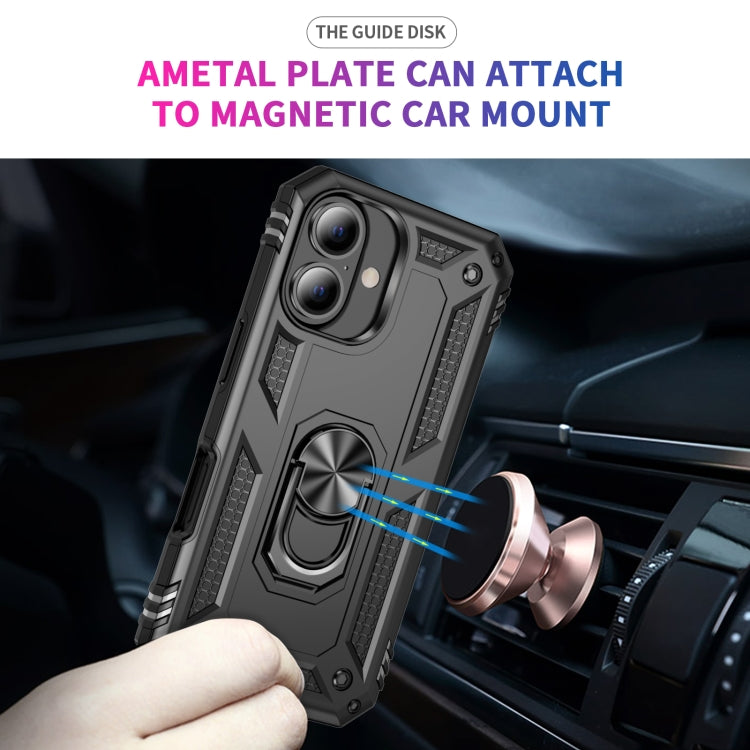 For iPhone 16 Plus Shockproof TPU Hybrid PC Phone Case with Holder(Black) - free shipping - PMC TechLife - Order now!