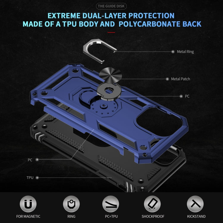 For iPhone 16 Plus Shockproof TPU Hybrid PC Phone Case with Holder(Blue) - iPhone 16 Plus Cases by PMC TechLife | Online Shopping South Africa | PMC TechLife | Buy Now Pay Later Mobicred