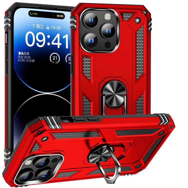 For iPhone 16 Pro Shockproof TPU Hybrid PC Phone Case with Holder(Red) - iPhone 16 Pro Cases by PMC Jewellery | Online Shopping South Africa | PMC Jewellery | Buy Now Pay Later Mobicred