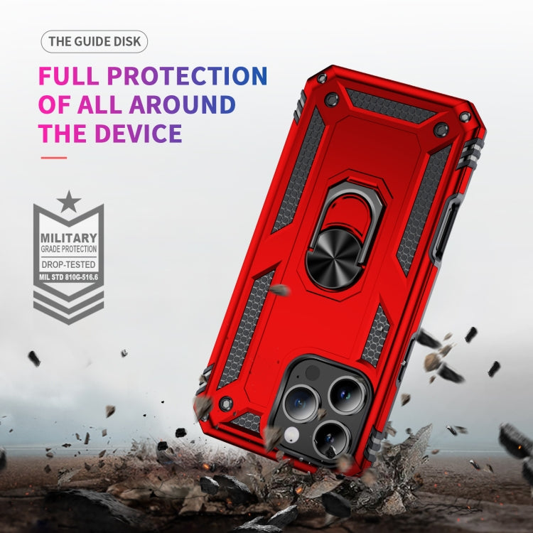 For iPhone 16 Pro Shockproof TPU Hybrid PC Phone Case with Holder(Red) - iPhone 16 Pro Cases by PMC TechLife | Online Shopping South Africa | PMC TechLife | Buy Now Pay Later Mobicred