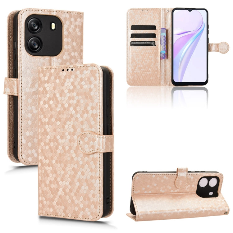 For Blackview Wave 6C Honeycomb Dot Texture Leather Phone Case(Gold) - More Brand by PMC Jewellery | Online Shopping South Africa | PMC Jewellery | Buy Now Pay Later Mobicred