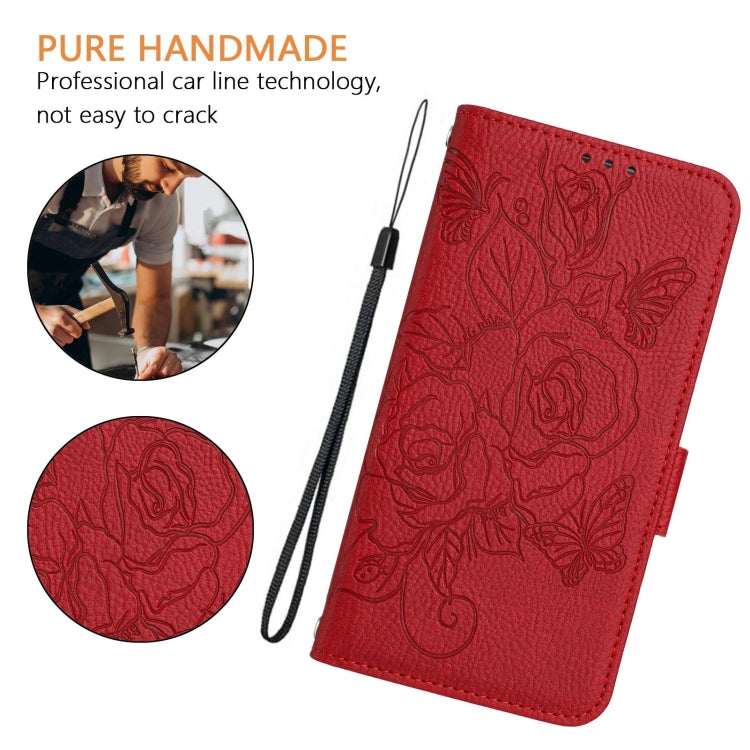 For Blackview Shark 8 Embossed Rose RFID Anti-theft Leather Phone Case(Red) - More Brand by PMC Jewellery | Online Shopping South Africa | PMC Jewellery | Buy Now Pay Later Mobicred