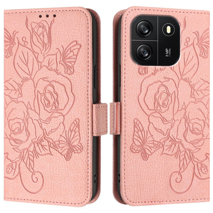 For Blackview WAVE 6C Embossed Rose RFID Anti-theft Leather Phone Case(Pink) - More Brand by PMC Jewellery | Online Shopping South Africa | PMC Jewellery | Buy Now Pay Later Mobicred