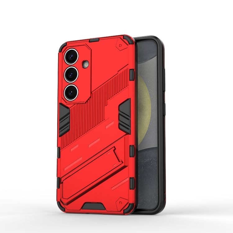 For Samsung Galaxy S25 5G Punk Armor 2 in 1 PC + TPU Shockproof Phone Case with Invisible Holder(Red) - Galaxy S25 5G Cases by PMC Jewellery | Online Shopping South Africa | PMC Jewellery | Buy Now Pay Later Mobicred