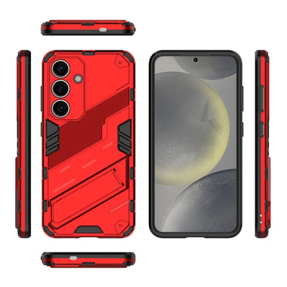 For Samsung Galaxy S25 5G Punk Armor 2 in 1 PC + TPU Shockproof Phone Case with Invisible Holder(Red) - Galaxy S25 5G Cases by PMC Jewellery | Online Shopping South Africa | PMC Jewellery | Buy Now Pay Later Mobicred