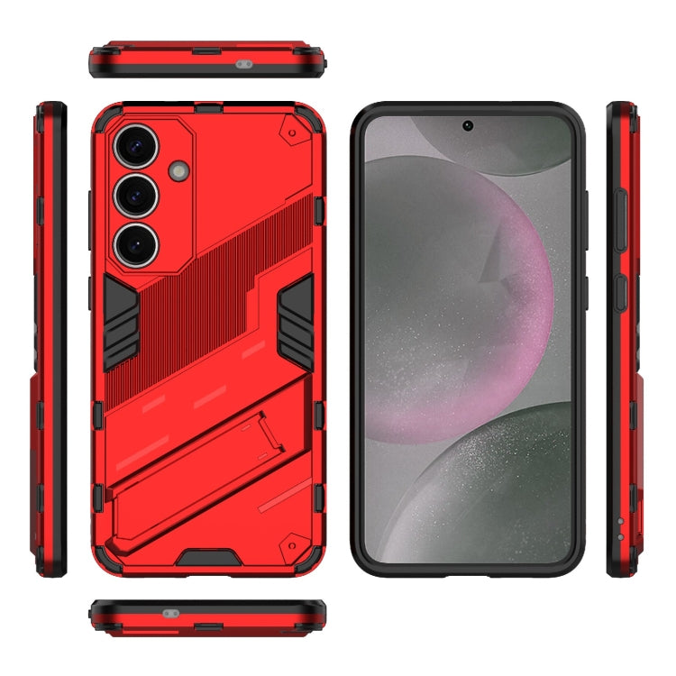 For Samsung Galaxy S25+ 5G Punk Armor 2 in 1 PC + TPU Shockproof Phone Case with Invisible Holder(Light Red) - Galaxy S25+ 5G Cases by PMC Jewellery | Online Shopping South Africa | PMC Jewellery | Buy Now Pay Later Mobicred