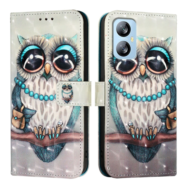 For Blackview A52 3D Painting Horizontal Flip Leather Phone Case(Grey Owl) - More Brand by PMC Jewellery | Online Shopping South Africa | PMC Jewellery | Buy Now Pay Later Mobicred