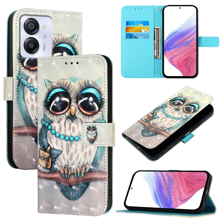 For Blackview Color 8 3D Painting Horizontal Flip Leather Phone Case(Grey Owl) - More Brand by PMC Jewellery | Online Shopping South Africa | PMC Jewellery | Buy Now Pay Later Mobicred