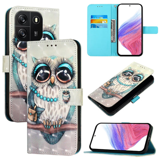 For Blackview Wave 6C 3D Painting Horizontal Flip Leather Phone Case(Grey Owl) - More Brand by PMC Jewellery | Online Shopping South Africa | PMC Jewellery | Buy Now Pay Later Mobicred