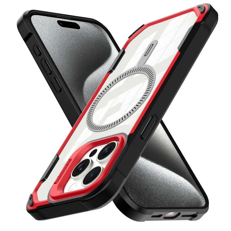For iPhone 16 Pro Transparent Acrylic MagSafe Lens Holder Phone Case(Red) - iPhone 16 Pro Cases by PMC TechLife | Online Shopping South Africa | PMC TechLife | Buy Now Pay Later Mobicred