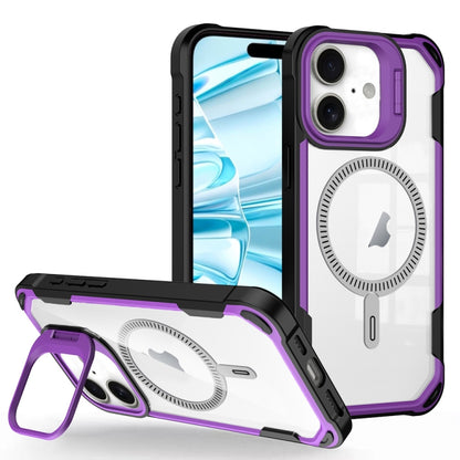 For iPhone 16 Plus Transparent Acrylic MagSafe Lens Holder Phone Case(Purple) - iPhone 16 Plus Cases by PMC Jewellery | Online Shopping South Africa | PMC Jewellery | Buy Now Pay Later Mobicred