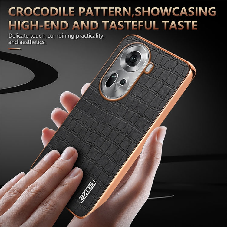 For OPPO Reno11 Global AZNS Electroplated Frame Crocodile Texture Full Coverage Phone Case(Brown) - Reno11 Cases by AZNS | Online Shopping South Africa | PMC Jewellery | Buy Now Pay Later Mobicred