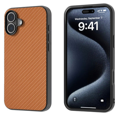 For iPhone 16 Carbon Fiber Texture Protective Phone Case(Light Brown) - iPhone 16 Cases by PMC Jewellery | Online Shopping South Africa | PMC Jewellery | Buy Now Pay Later Mobicred