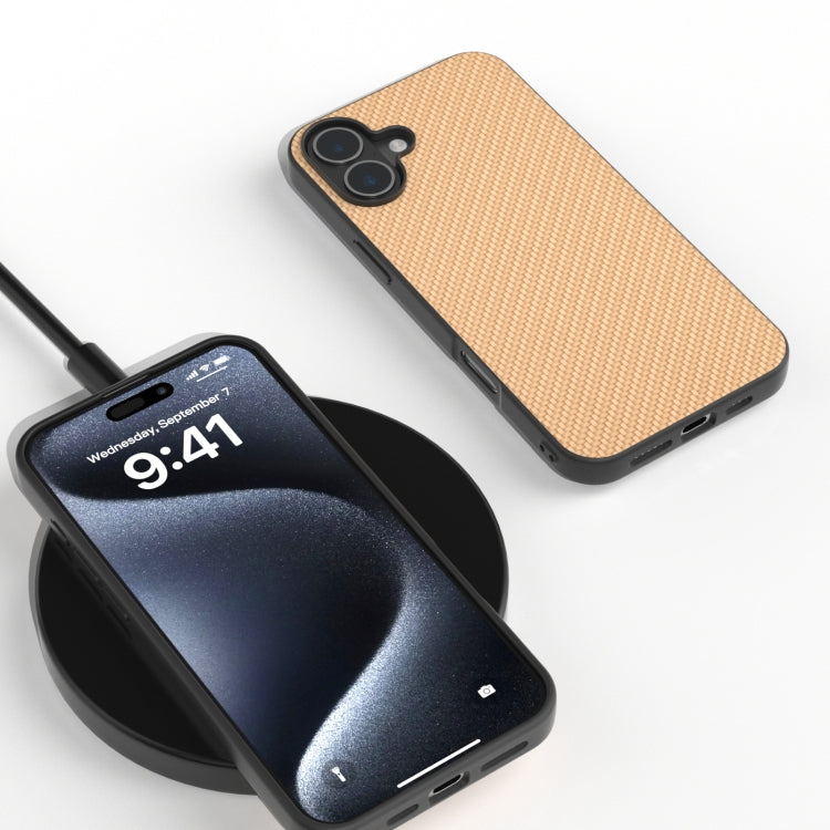 For iPhone 16 Carbon Fiber Texture Protective Phone Case(Gold) - iPhone 16 Cases by PMC TechLife | Online Shopping South Africa | PMC TechLife | Buy Now Pay Later Mobicred