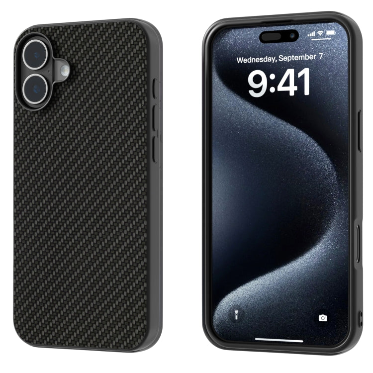 For iPhone 16 Carbon Fiber Texture Protective Phone Case(Black) - iPhone 16 Cases by PMC TechLife | Online Shopping South Africa | PMC TechLife | Buy Now Pay Later Mobicred