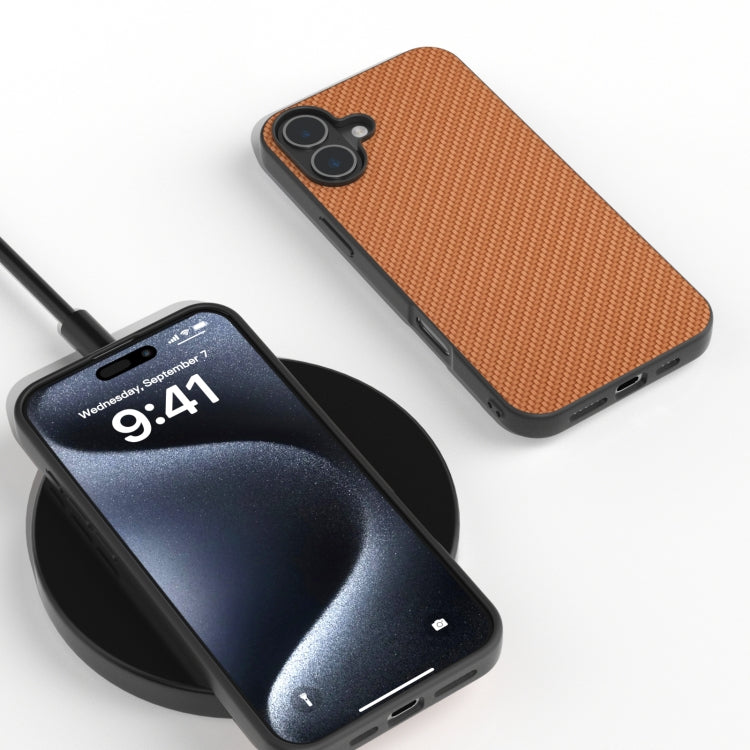 For iPhone 16 Plus Carbon Fiber Texture Protective Phone Case(Light Brown) - iPhone 16 Plus Cases by PMC TechLife | Online Shopping South Africa | PMC TechLife | Buy Now Pay Later Mobicred