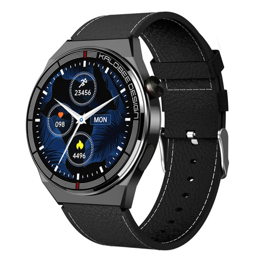 1.3 inch Leather Band IP68 Waterproof Smart Watch Support Bluetooth Call(Black) - Smart Watches by PMC Jewellery | Online Shopping South Africa | PMC Jewellery | Buy Now Pay Later Mobicred