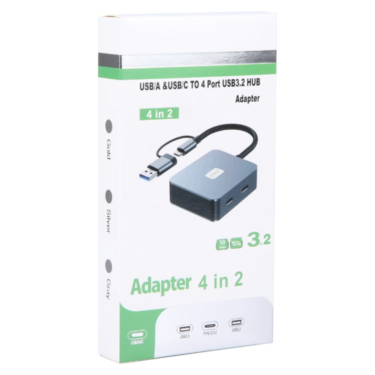 BYL-2320A 4 in 2 USB + USB-C / Type-C to USB + USB-C / Type-C 4 Port HUB Adapter(Grey) - USB 3.0 HUB by PMC Jewellery | Online Shopping South Africa | PMC Jewellery | Buy Now Pay Later Mobicred