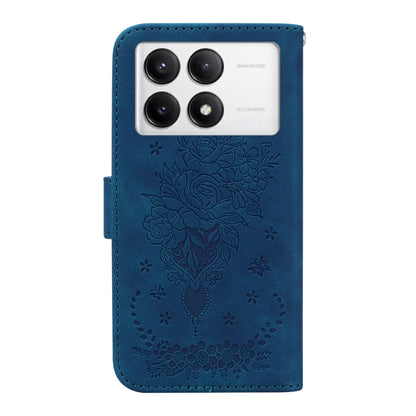 For Redmi K70 / K70 Pro Butterfly Rose Embossed Leather Phone Case(Blue) - K70 Cases by PMC Jewellery | Online Shopping South Africa | PMC Jewellery | Buy Now Pay Later Mobicred