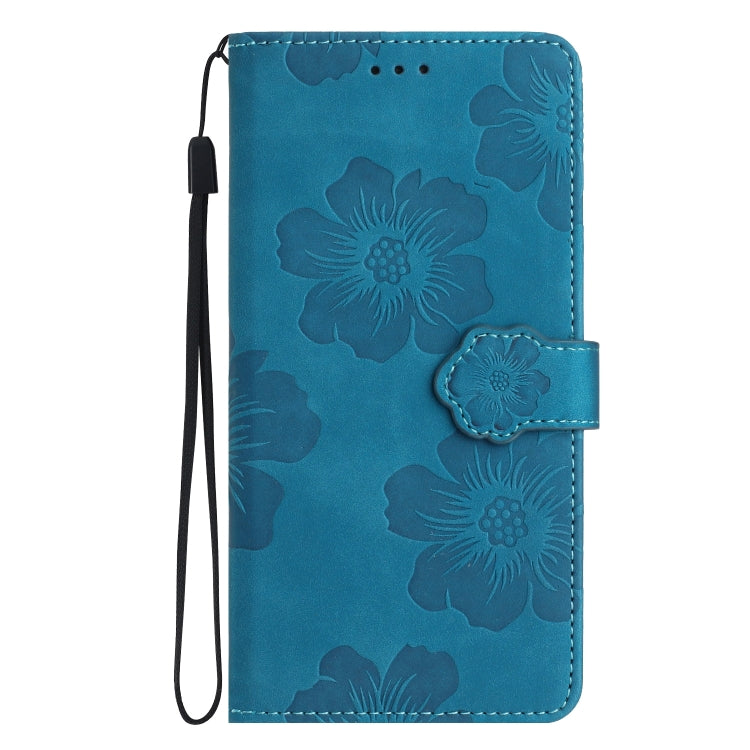 For Samsung Galaxy S25 5G Flower Embossing Pattern Leather Phone Case(Blue) - Galaxy S25 5G Cases by PMC Jewellery | Online Shopping South Africa | PMC Jewellery | Buy Now Pay Later Mobicred