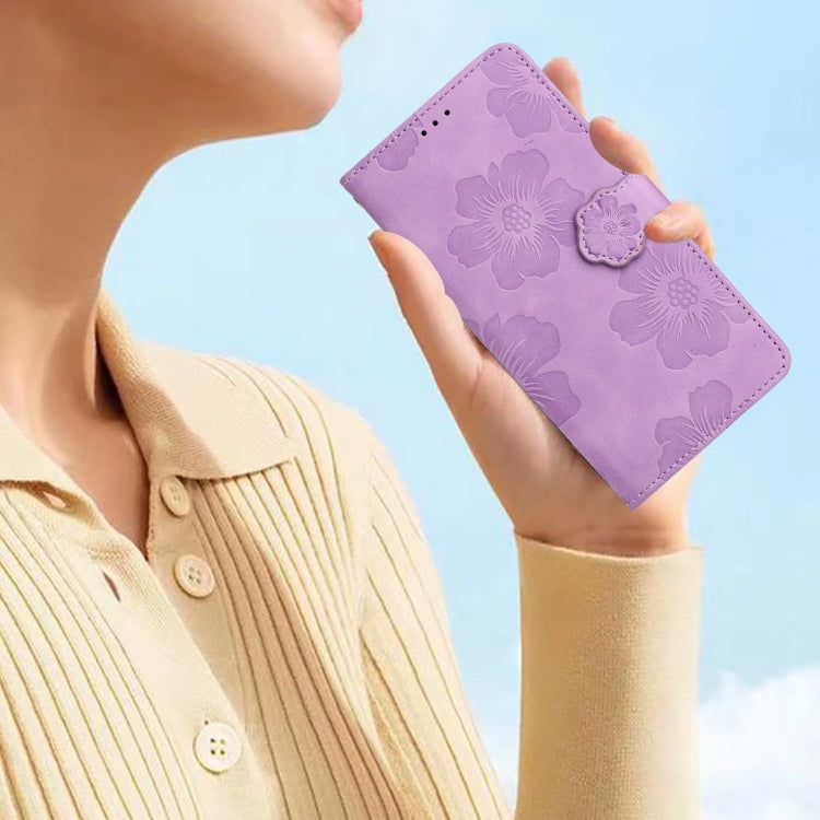 For Samsung Galaxy S25 5G Flower Embossing Pattern Leather Phone Case(Purple) - Galaxy S25 5G Cases by PMC Jewellery | Online Shopping South Africa | PMC Jewellery | Buy Now Pay Later Mobicred