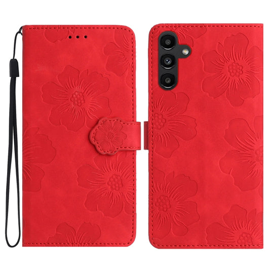 For Samsung Galaxy S25 5G Flower Embossing Pattern Leather Phone Case(Red) - Galaxy S25 5G Cases by PMC Jewellery | Online Shopping South Africa | PMC Jewellery | Buy Now Pay Later Mobicred