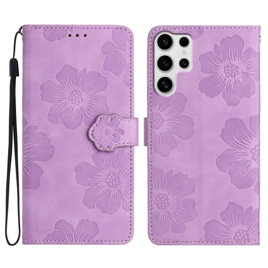 For Samsung Galaxy S25 Ultra 5G Flower Embossing Pattern Leather Phone Case(Purple) - Galaxy S25 Ultra 5G Cases by PMC Jewellery | Online Shopping South Africa | PMC Jewellery | Buy Now Pay Later Mobicred