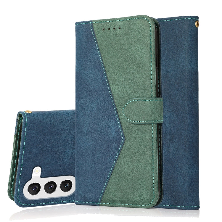 For Samsung Galaxy S25+ 5G Dual-color Stitching Leather Phone Case(Blue Green) - Galaxy S25+ 5G Cases by PMC Jewellery | Online Shopping South Africa | PMC Jewellery | Buy Now Pay Later Mobicred