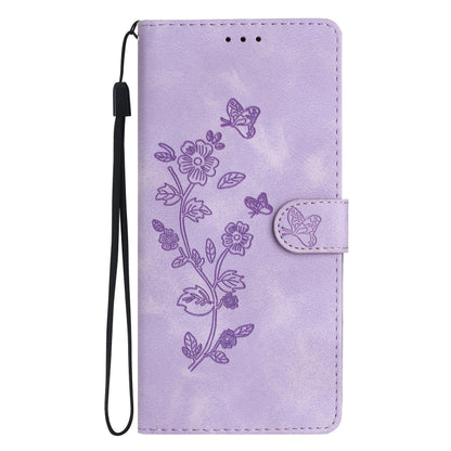 For Samsung Galaxy S25+ 5G Flower Butterfly Embossing Pattern Leather Phone Case(Purple) - Galaxy S25+ 5G Cases by PMC Jewellery | Online Shopping South Africa | PMC Jewellery | Buy Now Pay Later Mobicred