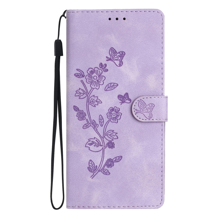 For Samsung Galaxy S25 Ultra 5G Flower Butterfly Embossing Pattern Leather Phone Case(Purple) - Galaxy S25 Ultra 5G Cases by PMC Jewellery | Online Shopping South Africa | PMC Jewellery | Buy Now Pay Later Mobicred