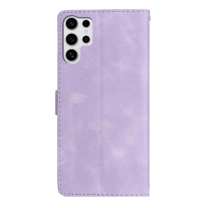 For Samsung Galaxy S25 Ultra 5G Flower Butterfly Embossing Pattern Leather Phone Case(Purple) - Galaxy S25 Ultra 5G Cases by PMC Jewellery | Online Shopping South Africa | PMC Jewellery | Buy Now Pay Later Mobicred