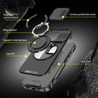 For iPhone 16 Sliding Camshield Ring Holder Phone Case(Black) - iPhone 16 Cases by PMC Jewellery | Online Shopping South Africa | PMC Jewellery | Buy Now Pay Later Mobicred