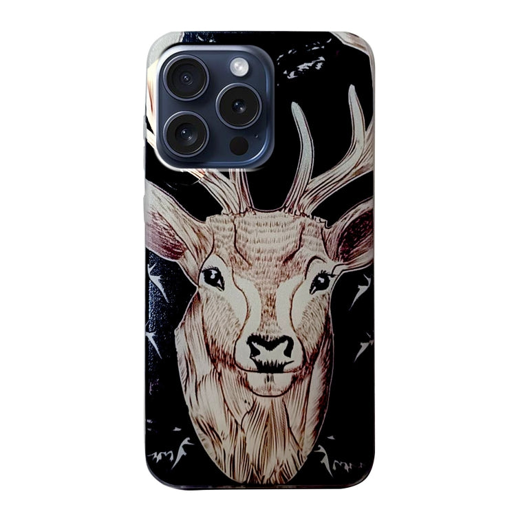 For iPhone 16 Pro Colored Drawing Pattern TPU Phone Case(Deer) - iPhone 16 Pro Cases by PMC Jewellery | Online Shopping South Africa | PMC Jewellery | Buy Now Pay Later Mobicred