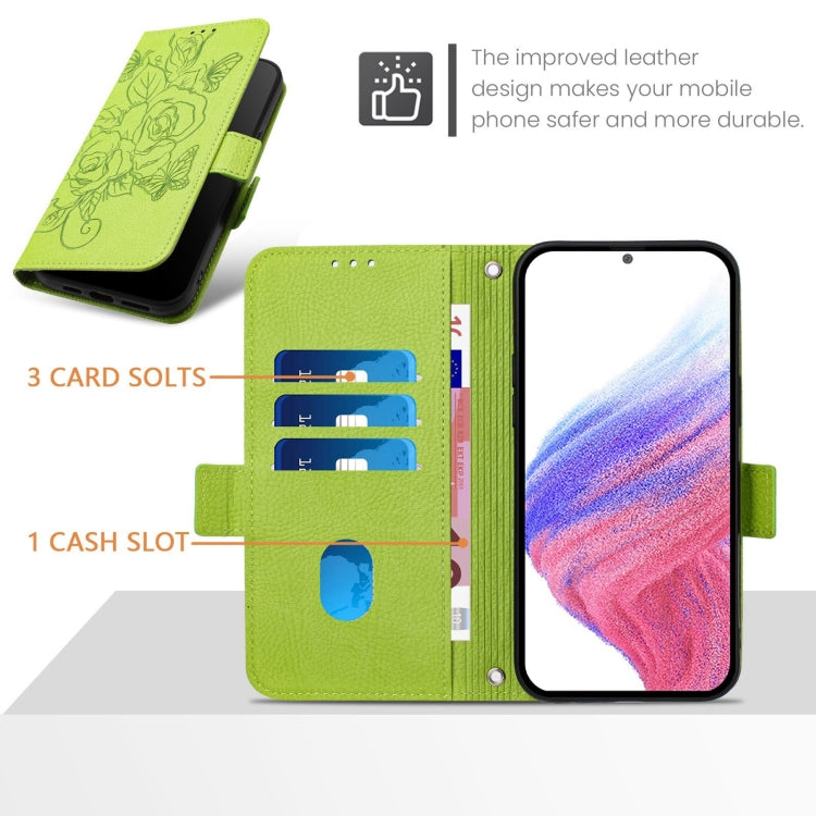 For Redmi K70 Ultra 5G Global Embossed Rose RFID Anti-theft Leather Phone Case(Green) - Xiaomi Cases by PMC Jewellery | Online Shopping South Africa | PMC Jewellery | Buy Now Pay Later Mobicred