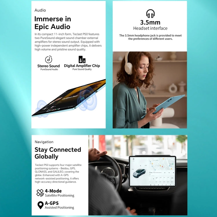 Teclast P50 Tablet PC 11 inch, 6GB+128GB,  Android 14 Unisoc T606 Octa Core, 4G LTE Dual SIM(Ice Blue) - TECLAST by TECLAST | Online Shopping South Africa | PMC Jewellery | Buy Now Pay Later Mobicred