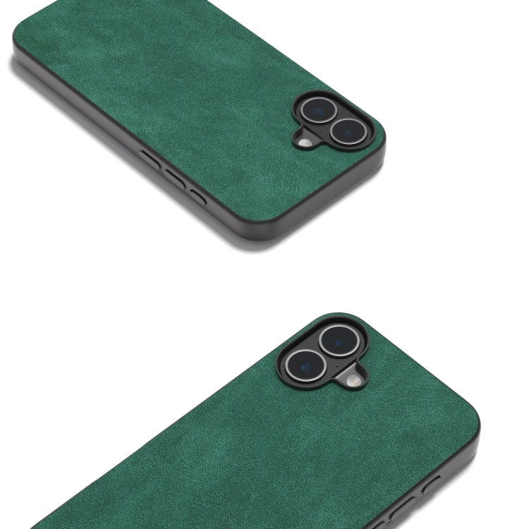 For iPhone 16 Plus Black Frame PU Leather Full Coverage Phone Case(Green) - iPhone 16 Plus Cases by PMC TechLife | Online Shopping South Africa | PMC TechLife | Buy Now Pay Later Mobicred