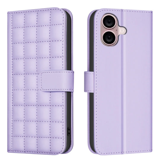 For iPhone 16 Plus Square Texture Leather Phone Case(Purple) - iPhone 16 Plus Cases by PMC Jewellery | Online Shopping South Africa | PMC Jewellery | Buy Now Pay Later Mobicred