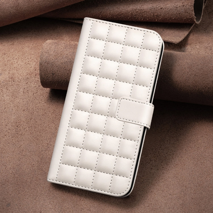 For iPhone 16e Square Texture Leather Phone Case(Beige) - iPhone 16e Cases by PMC TechLife | Online Shopping South Africa | PMC TechLife | Buy Now Pay Later Mobicred