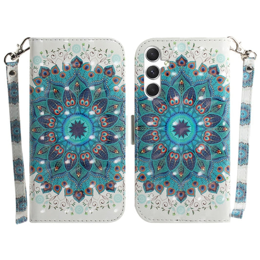 For Samsung Galaxy S25 5G 3D Colored Horizontal Flip Leather Phone Case(Peacock Wreath) - Galaxy S25 5G Cases by PMC Jewellery | Online Shopping South Africa | PMC Jewellery | Buy Now Pay Later Mobicred