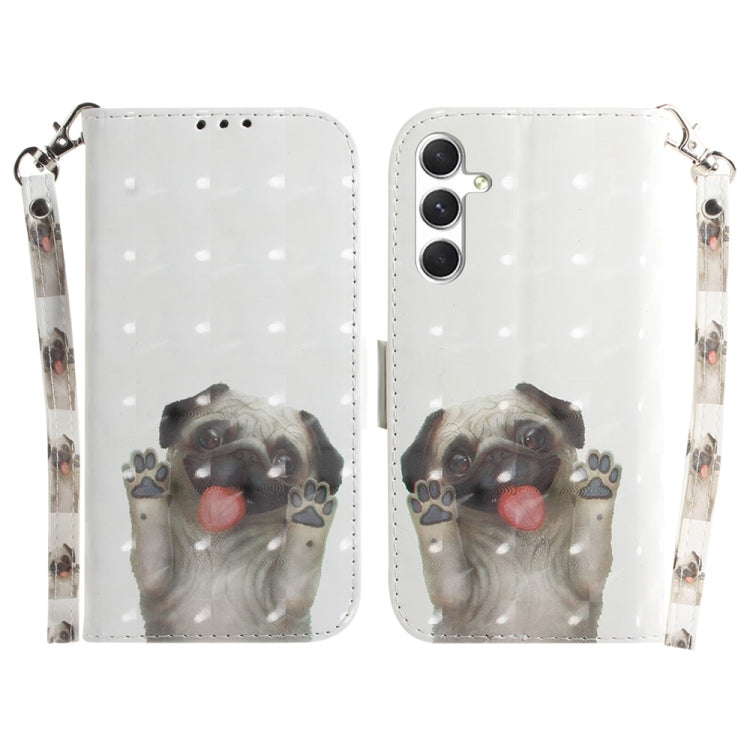 For Samsung Galaxy S25 5G 3D Colored Horizontal Flip Leather Phone Case(Pug) - Galaxy S25 5G Cases by PMC Jewellery | Online Shopping South Africa | PMC Jewellery | Buy Now Pay Later Mobicred