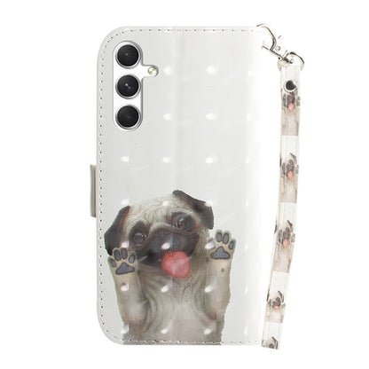 For Samsung Galaxy S25 5G 3D Colored Horizontal Flip Leather Phone Case(Pug) - Galaxy S25 5G Cases by PMC Jewellery | Online Shopping South Africa | PMC Jewellery | Buy Now Pay Later Mobicred