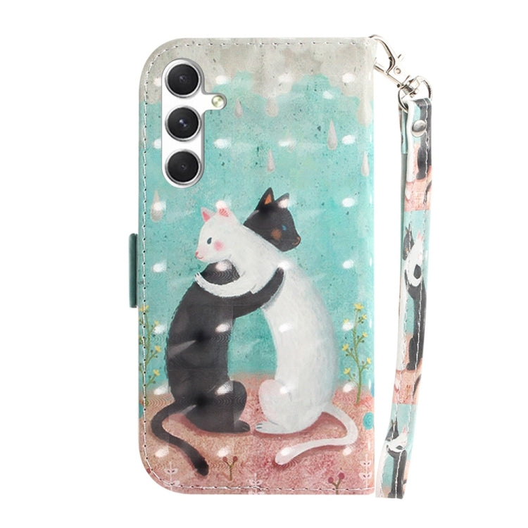 For Samsung Galaxy S25 5G 3D Colored Horizontal Flip Leather Phone Case(Black White Cat) - Galaxy S25 5G Cases by PMC Jewellery | Online Shopping South Africa | PMC Jewellery | Buy Now Pay Later Mobicred