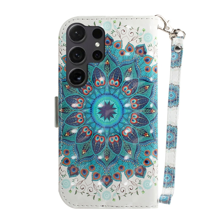 For Samsung Galaxy S25 Ultra 5G 3D Colored Horizontal Flip Leather Phone Case(Peacock Wreath) - Galaxy S25 Ultra 5G Cases by PMC Jewellery | Online Shopping South Africa | PMC Jewellery | Buy Now Pay Later Mobicred