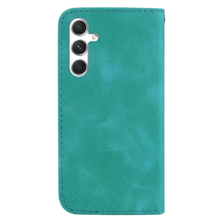 For Samsung Galaxy S25+ 5G Seven-shaped Embossed Leather Phone Case(Green) - Galaxy S25+ 5G Cases by PMC Jewellery | Online Shopping South Africa | PMC Jewellery | Buy Now Pay Later Mobicred