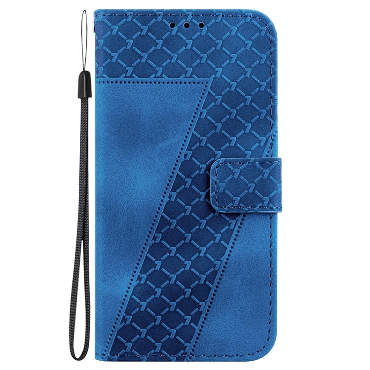 For Samsung Galaxy S25+ 5G Seven-shaped Embossed Leather Phone Case(Blue) - Galaxy S25+ 5G Cases by PMC Jewellery | Online Shopping South Africa | PMC Jewellery | Buy Now Pay Later Mobicred