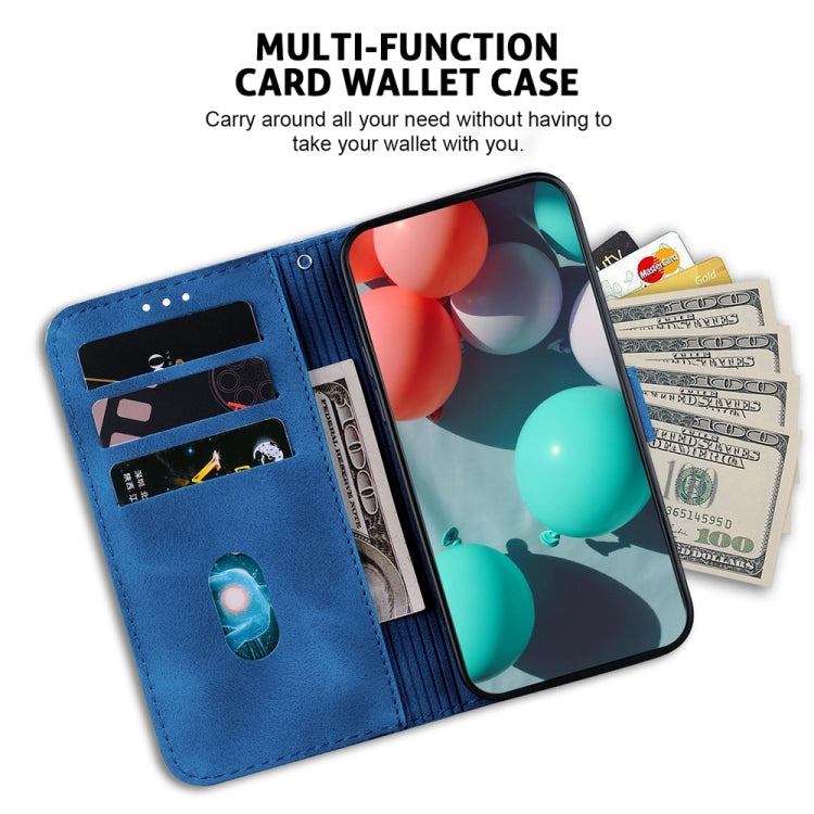 For Samsung Galaxy S25+ 5G Seven-shaped Embossed Leather Phone Case(Blue) - Galaxy S25+ 5G Cases by PMC Jewellery | Online Shopping South Africa | PMC Jewellery | Buy Now Pay Later Mobicred