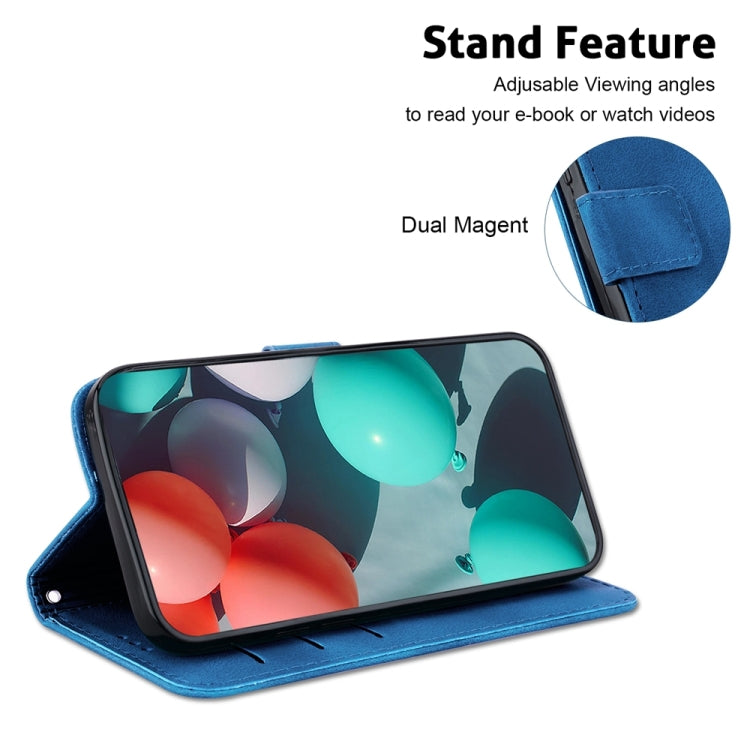 For Samsung Galaxy S25+ 5G Seven-shaped Embossed Leather Phone Case(Blue) - Galaxy S25+ 5G Cases by PMC Jewellery | Online Shopping South Africa | PMC Jewellery | Buy Now Pay Later Mobicred